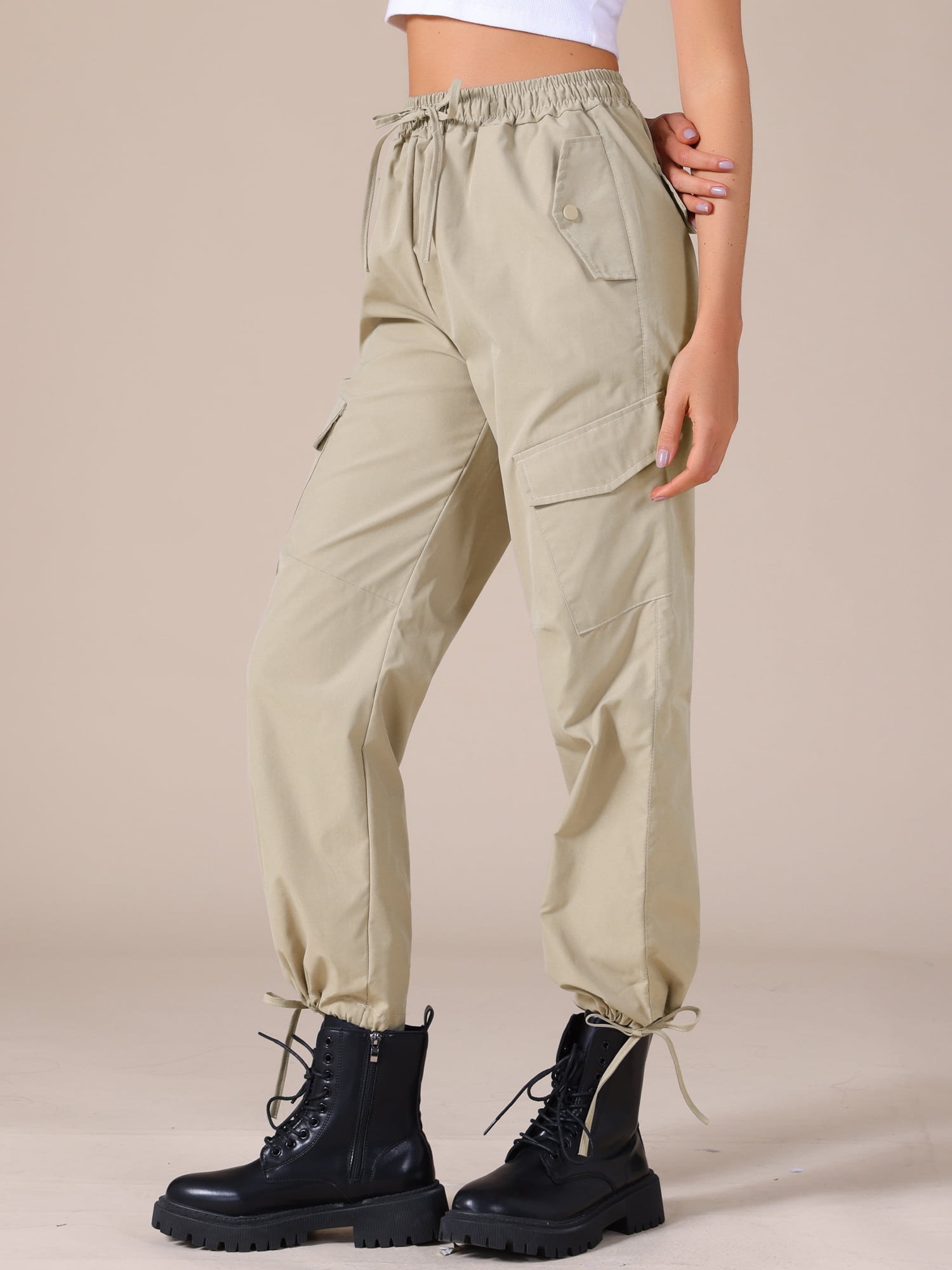 DARING DIVA Women's Cargo Pants with Pockets Casual Trousers XX-Large Khaki