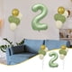 thumbnail image 1 of Juego de globos del primer cumpleaños - 0-9 números de papel de aluminio y 10 globos verdes con cinta para decoraciones de fiesta, 1 of 6