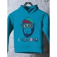 thumbnail image 3 of Smartprints Toddlers Graphic Hoodie - Cool Monkey In Sunglasses - Casual Fit Cotton Blend, 3 of 4