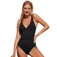 thumbnail image 2 of Women Wrap Push Up Swimsuit Tummy Control Bathing Suit Black XL, 2 of 7