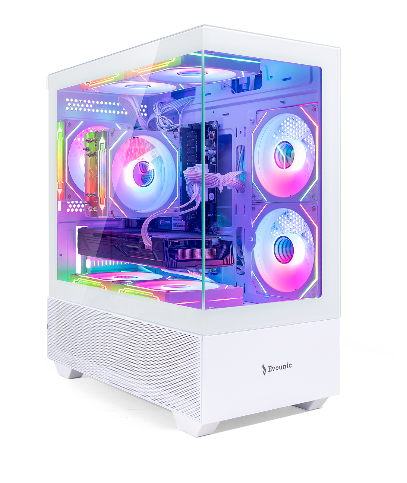 EVOUNIC ARGB Gaming PC Computer Desktop i7-8700K RTX 3060 12GB GDDR6 512GB SSD+1TB HDD 16GB RAM WiFi6 BT 5.4 Win11 W/ RGB Keyboard & Mouse