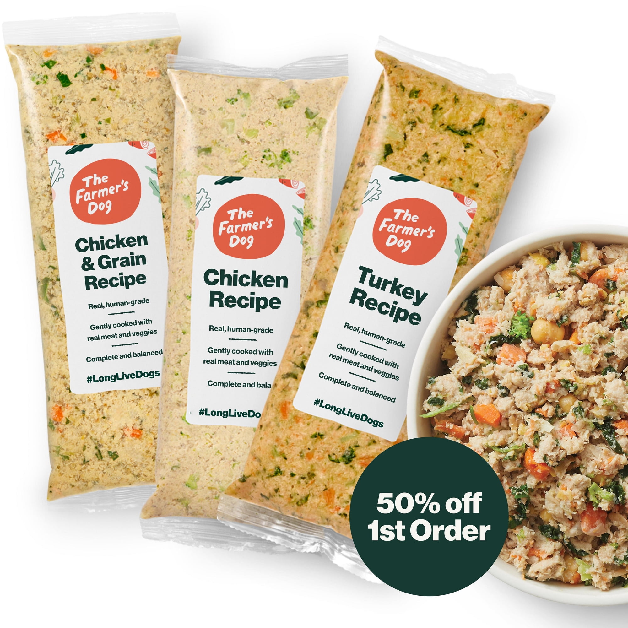 The Farmer’s Dog Fresh Human-Grade Dog Food, Poultry Set: Chicken, Turkey, Chicken & Grain, Personalized Meal Plan Subscription for all Breeds & Sizes