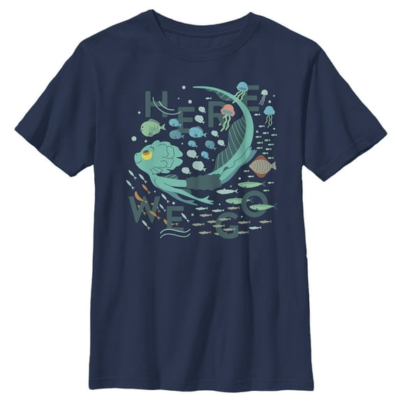 Boy's Luca Here We Go  Graphic Tee Navy Blue Medium