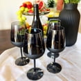 thumbnail image 4 of Modernist Home Dipped Wine Glasses, Set of 4, 16.5 oz, Smoke and Matte Black Lacquered Glass, Dishwasher Safe, Long Stem, 4 of 6