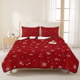 thumbnail image 3 of Quilts Full Size Bedding Set, Christmas Snowflake Lightweight Quilted Comforter, Xmas Snowy Winter Farmhouse Red Soft Reversible Bedspread Coverlet with Pillow Covers for All Season, 78" x 90", 3 of 9