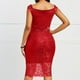 thumbnail image 5 of Puntoco Vestido De Manga Corta Con Cuello En V, Vestido De Mujer De Color Liso Con Un Solo Hombro, Manga Corta, Cuello En V, Encaje, Hueco, Que Cubre La Cadera, Vestido Rojo Xxxl, 5 of 8