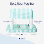 Funsicle Sip & Float, 4ft Inflatable Pool Bar, Floating Cooler & Cup Holders, Age 14 & up