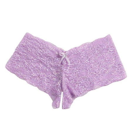 Clearance!Uooqdmx Womens Underwear Underwear for Women Lace Plus Size Underwear Open Crotch Bowknot Underwear Open Crotch Purple 3XL