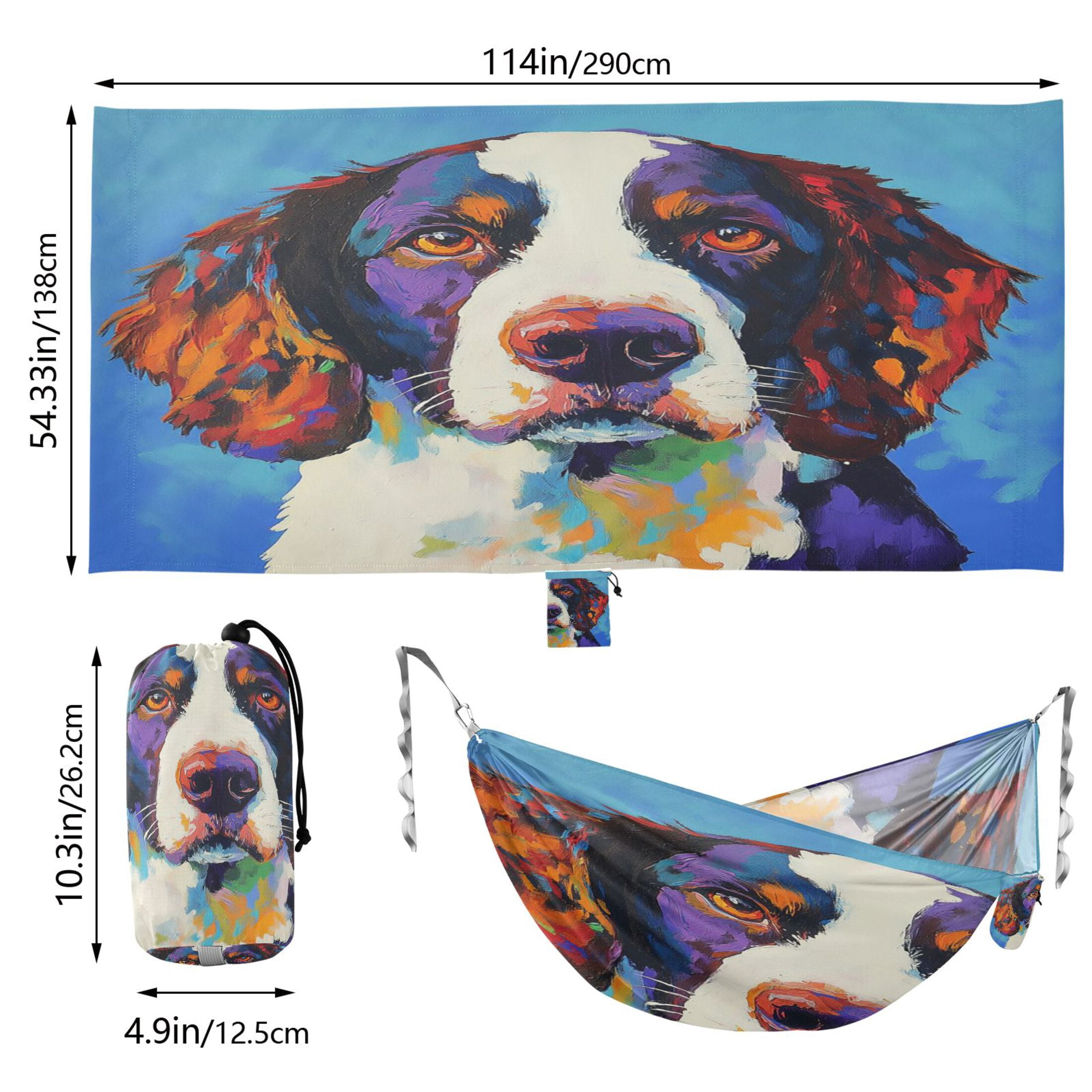 Hammock Camping Hammock Nylon Portable Hammock Travel Camping Hammock Color Oil Painting Dog