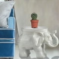 thumbnail image 4 of TBL1007A White Elephant 14.2" Ceramic Indoor/Outdoor Garden Stool, Coastal, Contemporary, Side Table, Plant Stand, Spill-Proof, Living Room, Bathroom, Garden Room, Patio, Antique White, 4 of 7