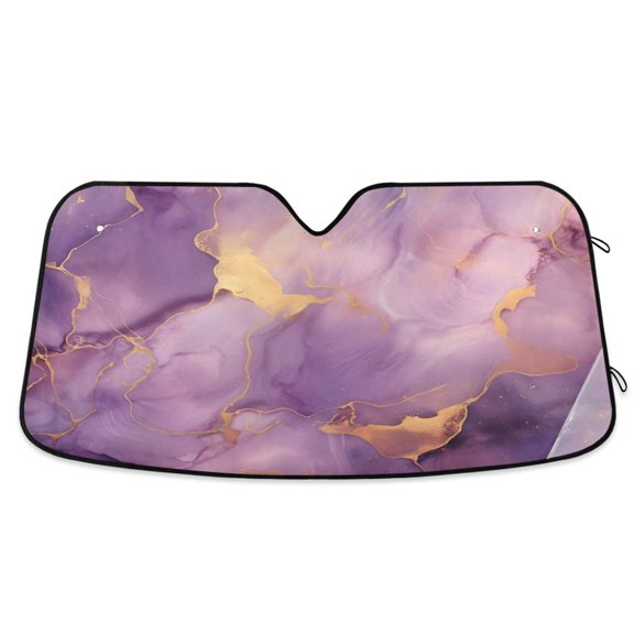 Purple Lilac Marble Car Windshield Sun Shade Foldable Car Front Window Visor Heat and UV Protection 53x23.5