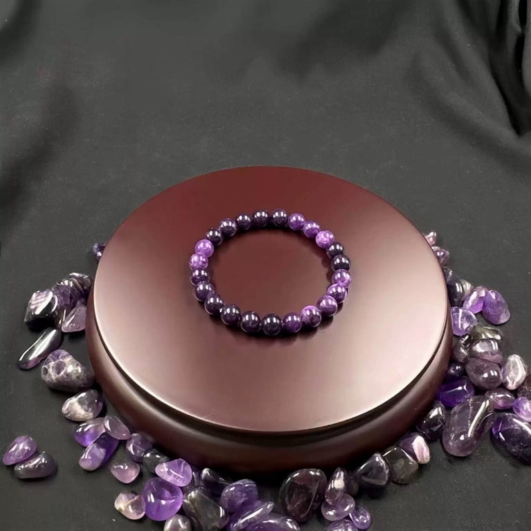 Amethyst Stretch Bracelet For Women - Elastic Crystal Bead Bracelet, Purple Healing Stone Jewelry