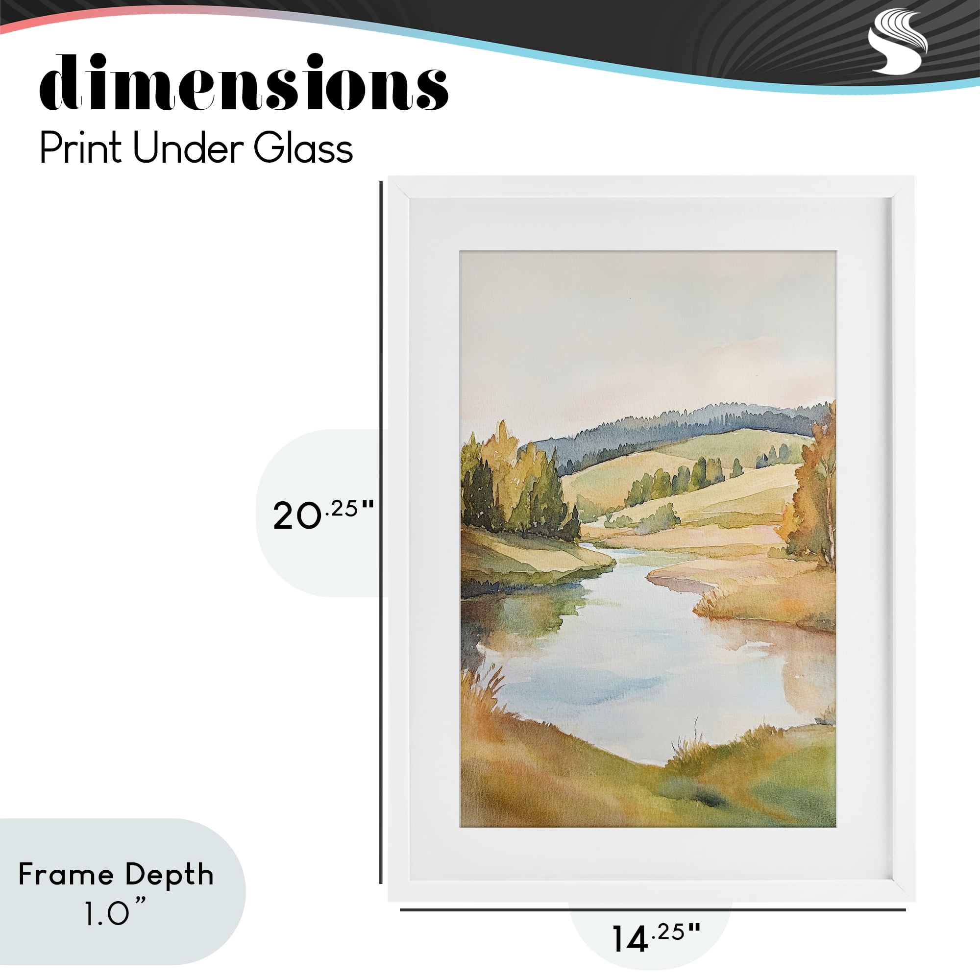 Stupell Industries Serene Watercolor Lake Escape White Framed Print Under Glass, design by Petal Prints Design