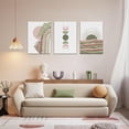 thumbnail image 4 of Sage Green & Pink Boho Wall Art Set of 3, Modern Mid Century Minimalist Wall Art - Geometric Line Leaf Sun Moon Wall Decor - Sun Phase Artwork Pictures - 12"X16", 4 of 6