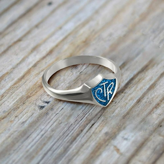 Ringmasters Classic Regular Blue Shield Sterling Silver Choose the Right CTR Ring Size 4.5