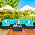 thumbnail image 4 of Costway 7PCS Patio Wicker Sofa Set Sectional Conversation Furniture Set Garden Turquoise, 4 of 12