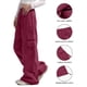 thumbnail image 4 of Pantalones cargo de mujer de cintura media y pierna ancha con bolsillos laterales - Ropa urbana elástica y holgada para viajar - Puños con cordón ajustable en los tobillos, poliéster, para todas la, 4 of 7