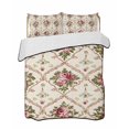 thumbnail image 2 of Quilts Twin Size, Vintage Pink Red Floral Soft Comforter Bedding Set for Bed, Farmhouse Flower Green Leaf Lightweight Quilted Bedspread with Pillow Cover(2 Pieces) for All Season, 68x86 Inch, 2 of 6