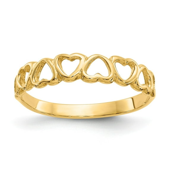 Real 14kt Yellow Gold Polished Hearts Ring Size: 5; for Adults and Teens; for Women and Men