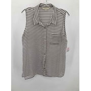 Pre-Owned Olive + Oak White Size Large Stripe Button Down Tank Top