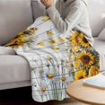 thumbnail image 3 of Farmhouse Sunflower Blanket Soft Cozy Warm Throw Blanket for Couch, Plush Fuzzy Flannel Fleece Blankets for Sofa, Vintage Daisy Butterflies Gray Wood Bed Blankets Lightweight Gifts for Women, 32"x48", 3 of 9