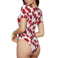 thumbnail image 2 of Vsdgher Tulips Flowers Prinr Short Sleeve Body suit for Womens, Sexy Onesie One Piece Round Neck Bodysuit Shapewear Tummy Control-Medium, 2 of 7