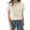 thumbnail image 4 of Camiseta de Mujer Verano Cuello Redondo Manga Corta Color Sólido Top Casual, Albaricoque, M Inevent AP001478-17B, 4 of 7