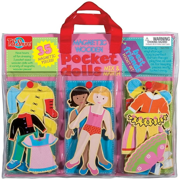T.S. Shure Pocket Dolls Best Friends Wooden DressUp Dolls