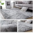 thumbnail image 2 of Soft Carpet Living Room Carpet Anti Slip Fluffy Bedroom Carpet Shaggy Carpet Floor Mat Large for Hallway Bedroom (Grey/White, 140 * 200), 2 of 5
