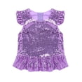 thumbnail image 3 of Sxiwei Kids Girls Sequins Ruffles Sleeves Tee Shirt Peplum Crop Tops Dancewear Mermaid Birthday Dress Lavender 6, 3 of 5