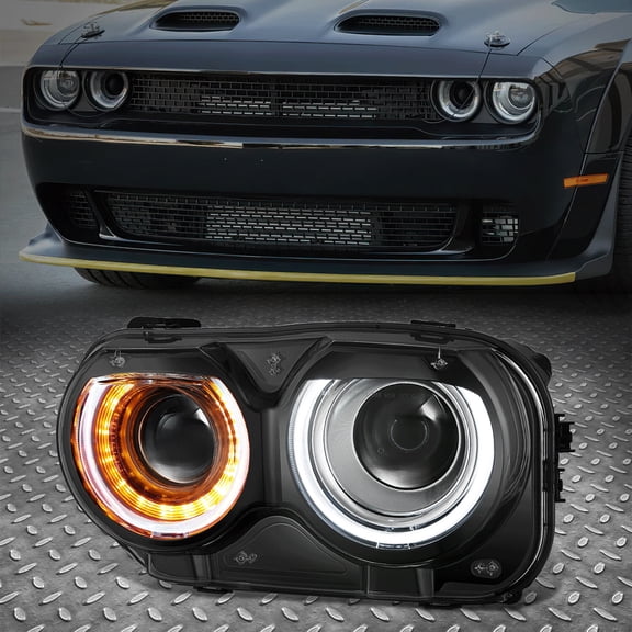 Nuvision for 15-23 Dodge Challenger Left Driver Side Black Amber Projector Headlight