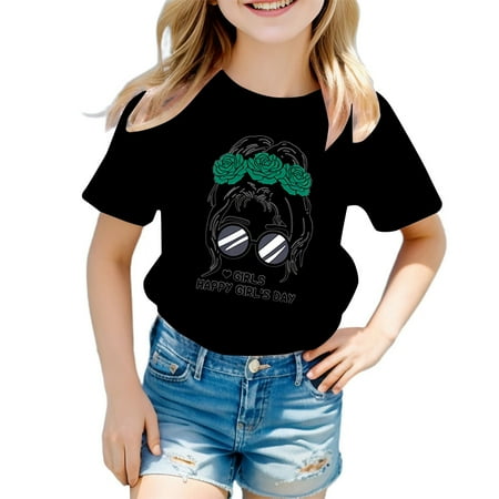 

Kid Girls Cute Graphic Printed Round Neck Short Sleeve Tee Summer Casual T Shirt tops Sequin top Thin Long Sleeve Tee Shirts Girl Tunics Girl Long Sleeve Tunic Size 6t Girls Clothes Big Girls Outfits