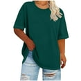 thumbnail image 3 of Sevevn Women's Casual Loose Fit T-Shirt Summer Short Sleeve Oversized Top Basic Round Neck Tee for Daily Wear Green XXXXXL, 3 of 6