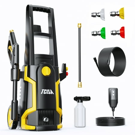 TCISA 3200 PSI Electric Pressure Washer  35FT Power Cord 20FT Hose 4 Nozzles Soap Cannon for Car Garden Yard Hom