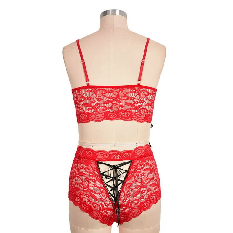 Skksst Womens Sexy Lingerie Nightwear Lace Bustier Bra Panties Underwear Set