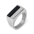 thumbnail image 2 of Rectangle Onyx 316L Stainless Steel Textured Ring, 2 of 2