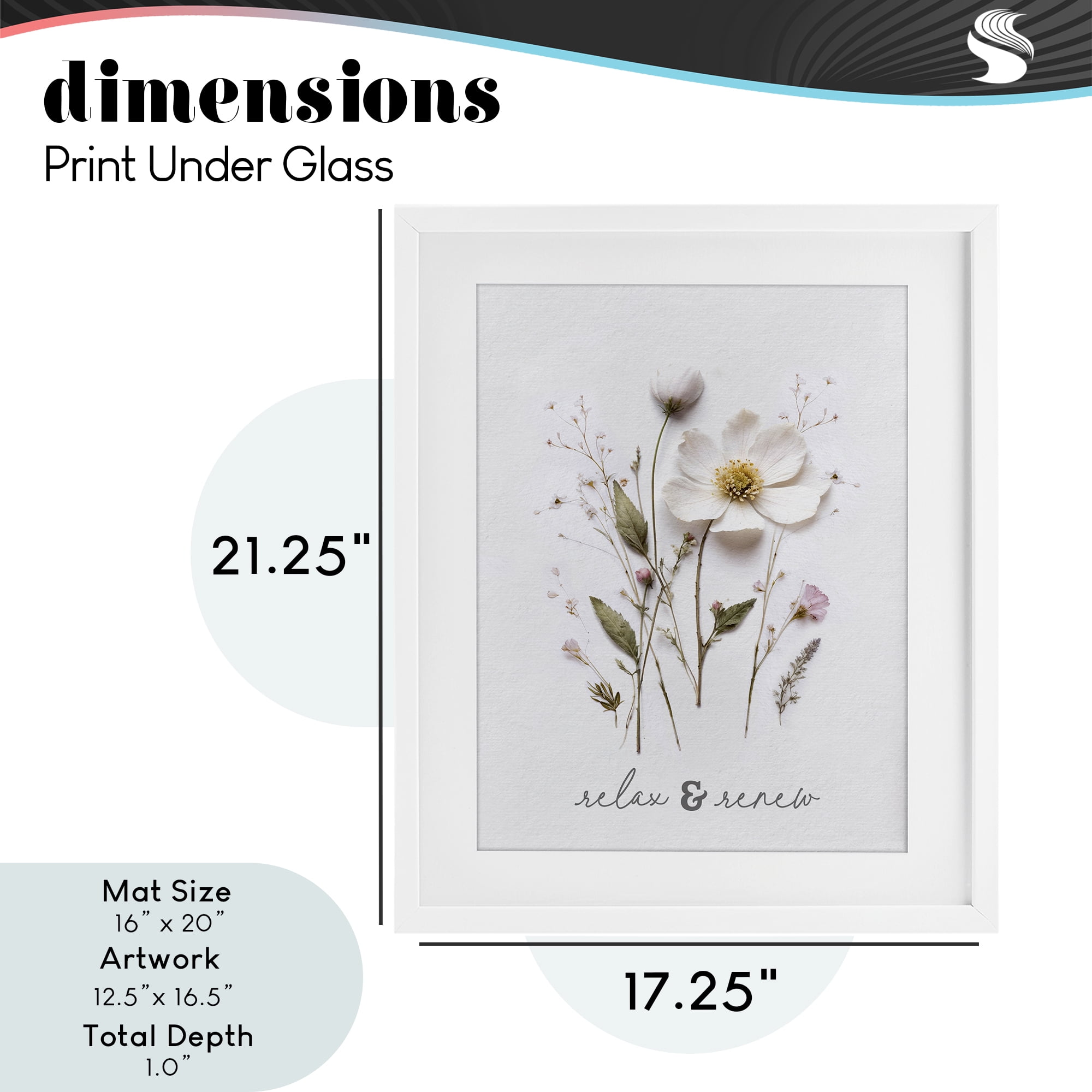 Pressed Flower Relax & Renew White Framed Print Under Glass, design by Lettered and Lined