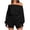 Black, variant on Bxsruta Womens Off Shoulder Tops Long Sleeve Banded Waist Blouses Casual Pullover