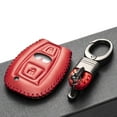 thumbnail image 4 of Vitodeco Genuine Leather Smart Key Fob Case Cover Protector Compaitble with Infiniti QX30 2017 - 2018 (3-Button, Red), 4 of 5