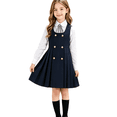 thumbnail image 3 of Girls Dresses Size 10-12 School Uniform Sleeveless Jumper Dress Crew Neck A-Line Trendy Pleated Dress Royal Blue, 3 of 6