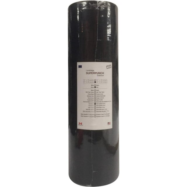 Cut Away Stabilizer Black 3.0 oz, 15 Inches x 25 Yards Roll. SuperStable Embroidery Stabilizer Backing