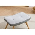 thumbnail image 4 of Wooden Upholstered Step Ottoman, Square Cushion Foot Stool, Wooden Small Stool with Non-Slip Pad,Wood Stool Suitable for Bedroom, Living Room and Kitchen, Light Gray, 4 of 5