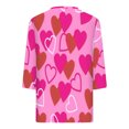 thumbnail image 4 of VALMASS Valentine's Day 3/4 Sleeve V Neck Shirts Women Casual Cute Heart Print Tee Plus Size Pullover Tops (4XL, Hot Pink-C), 4 of 5