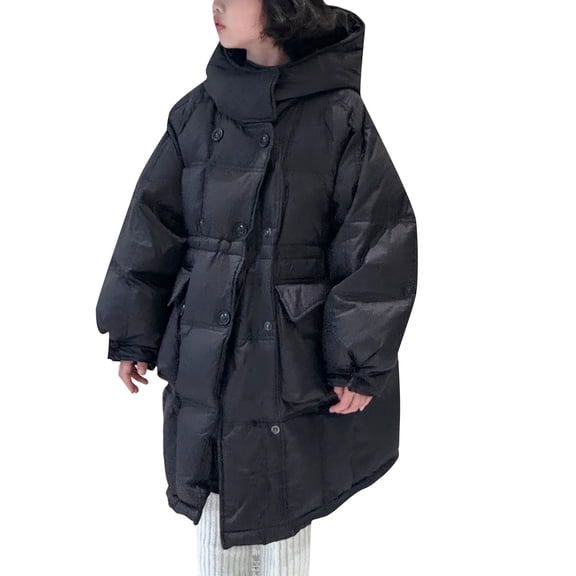 KAUOD Girls Long Winter Coats Padded Waterproof Hooded Puffer Jackets Teen Kids Outdoor Insulated Hiking down Outwear