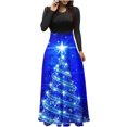 thumbnail image 1 of Vestidos Para Mujer Otoño Árbol de Navidad Estampado Manga Larga Cuello Redondo Vestido Largo Playa Casual Maxi Sundress Odeerbi ODB145567, 1 of 6