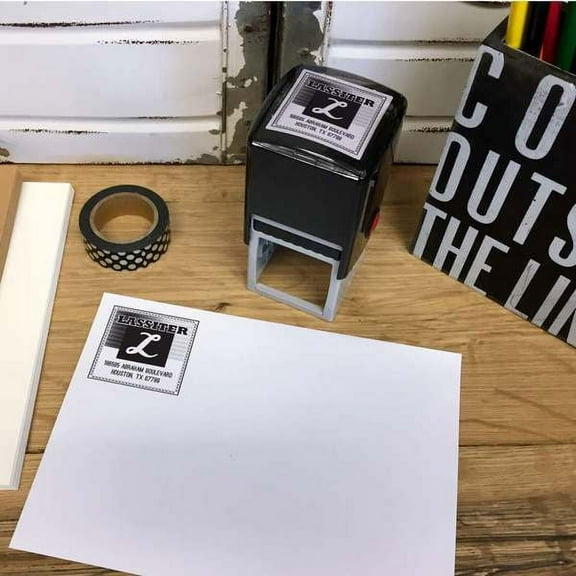 Personalized Square Self Inking Rubber Stamp - The Lassiter