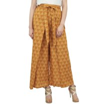 Phagun Thai Fisherman Pants Orange Women's Printed Trousers Tie Knot Waist-S