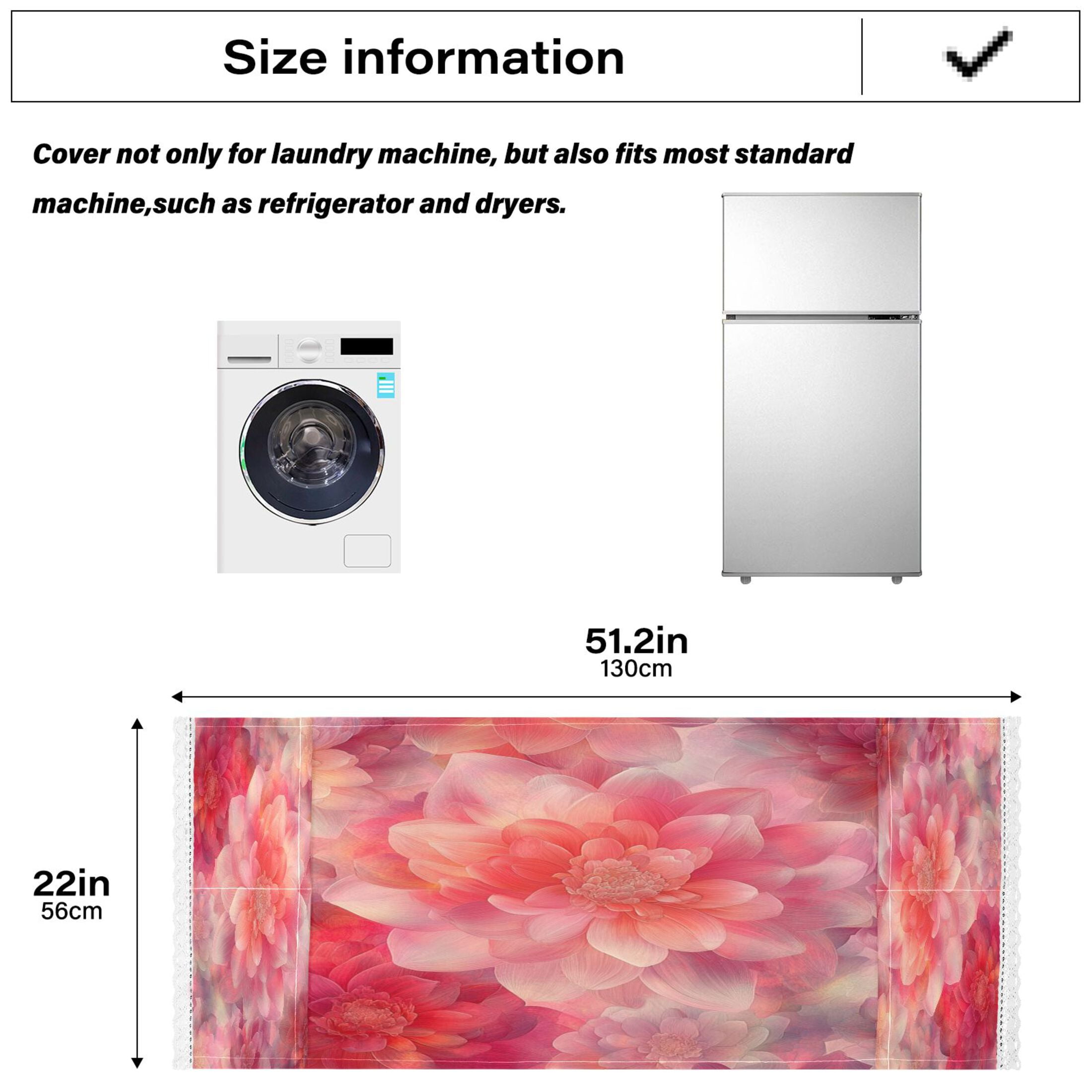 WOBOGO Transparent Red Flower Washing Machine Cloth Dryer Refrigerator Top Cover Protective Non-Slip Mat For Kitchen Laundry