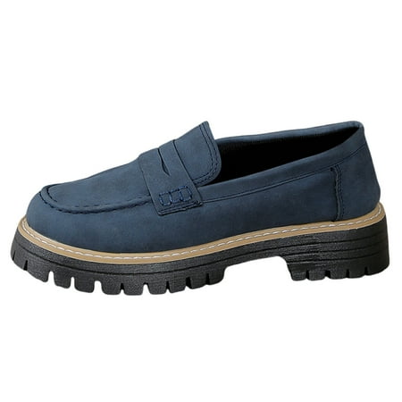 

Women Orthopedic Platform Loafers Non Slip Thick Sole Shoes All Matched Comfortable Walking Loafers for Outdoor Travel (Dark Blue 40)
