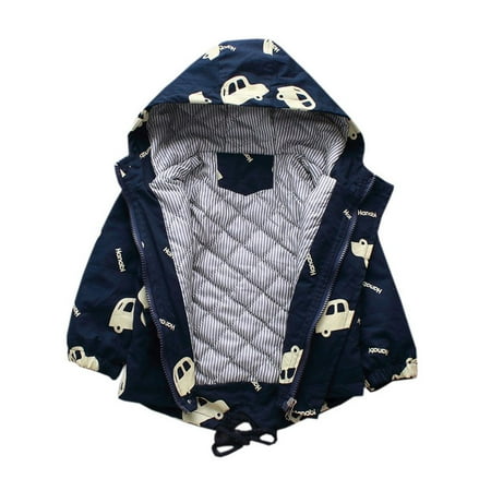 

Vikakiooze Toddler Girl Boy Spring Fall Windbreaker with Hoods Zipper Hooded Coat Windproof Jacket Navy